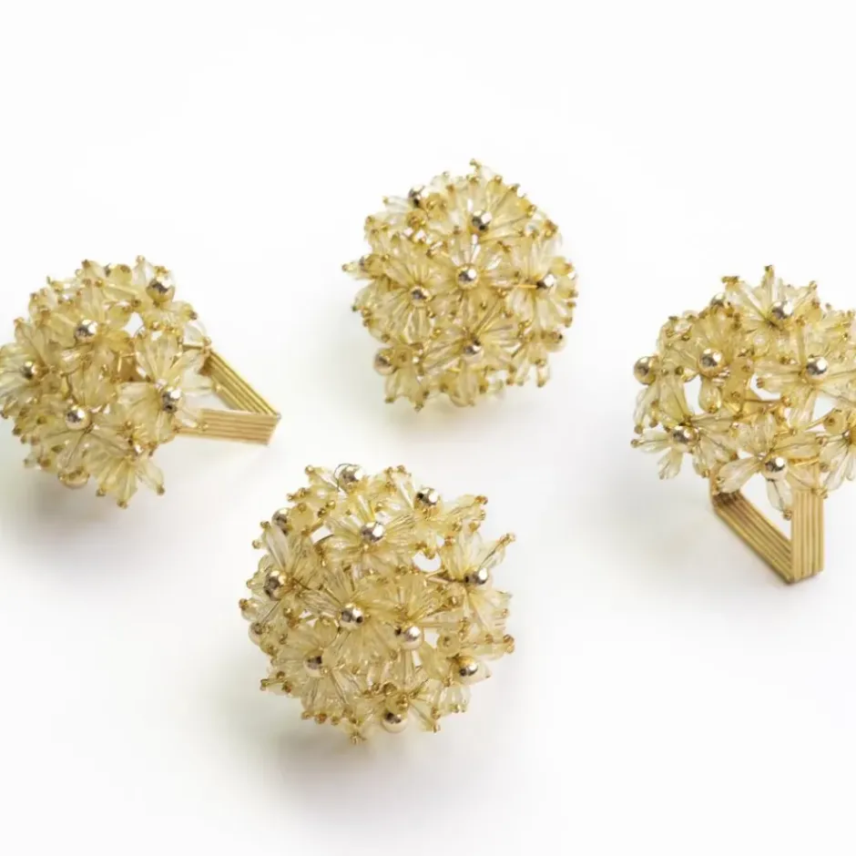 Pomegranate Inc Champagne Bouquet Beaded Napkin Ring | Set of 4^ Napkin Rings