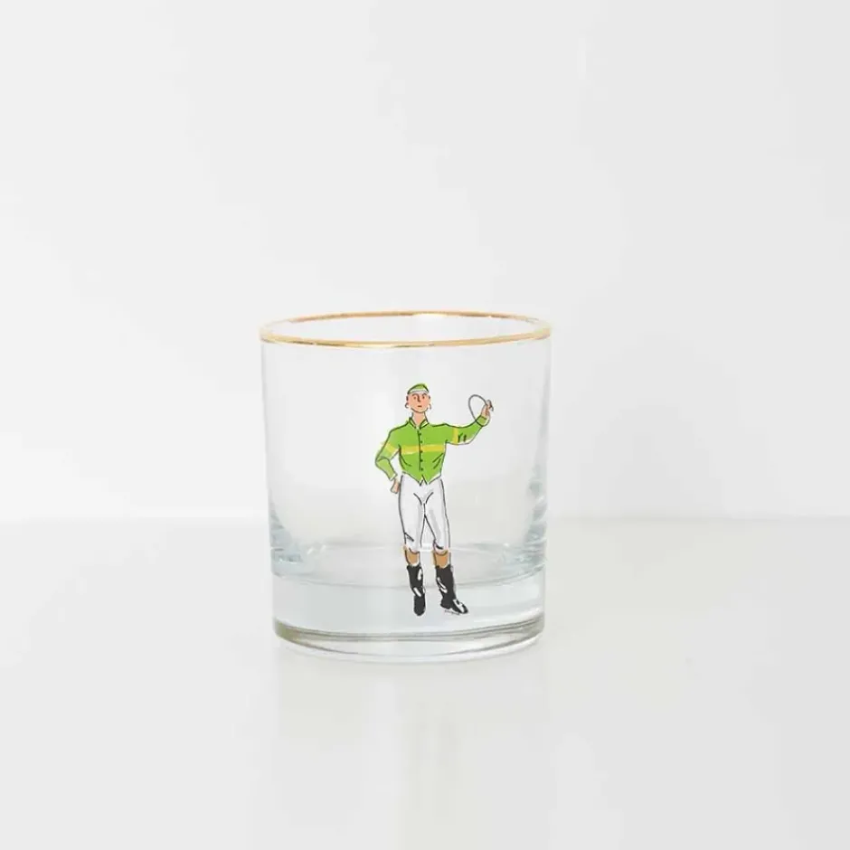 Pomegranate Inc Classic Jockey Silks Bourbon Glass Mixed Set of 4^ Glassware & Barware