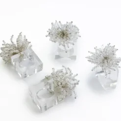 Pomegranate Inc Clear Acrylic Beaded Napkin Ring | Set of 4^ Napkin Rings