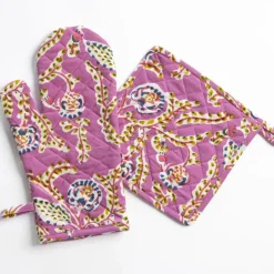 Pomegranate Inc Climbing Dahlia Lilac Oven Mitt Set^ Oven Mitts