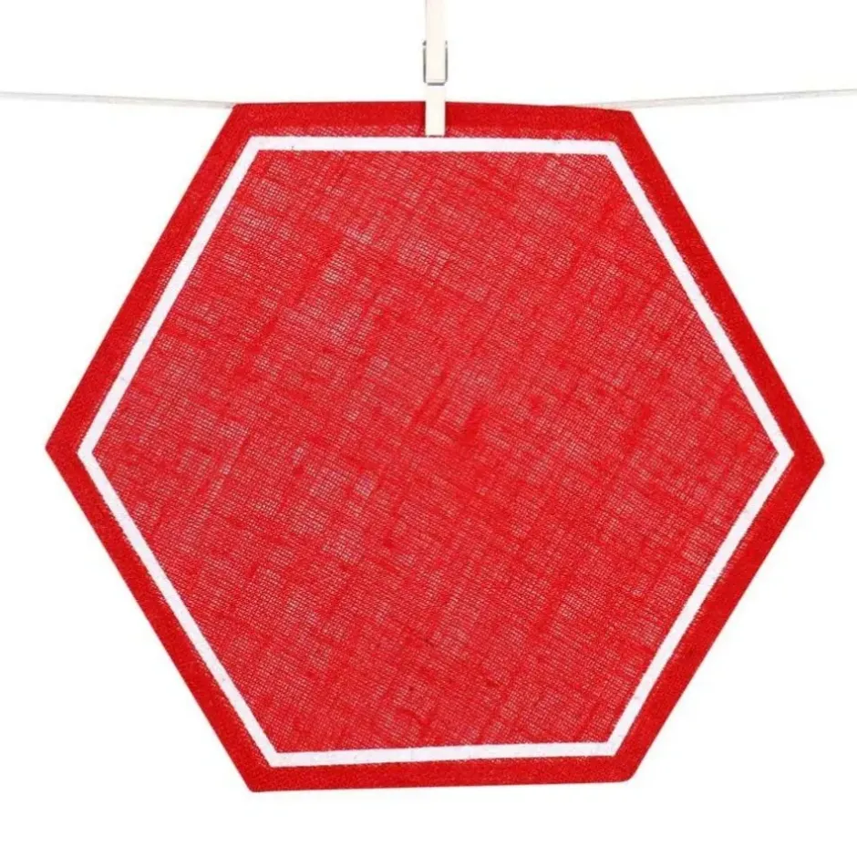 Pomegranate Inc Coral Red Natural fiber placemat^ Woven Placemats