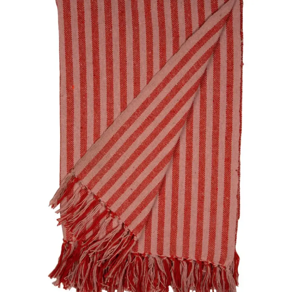 Pomegranate Inc Crimson Candy Stripe Woven Throw^ Quilts, Pillows & Throws