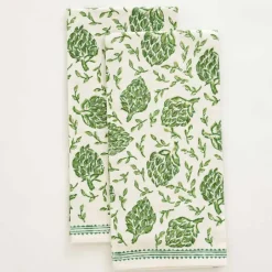 Pomegranate Inc Dancing Artichokes Green Tea Towel | Set of 2^ Tea Towels