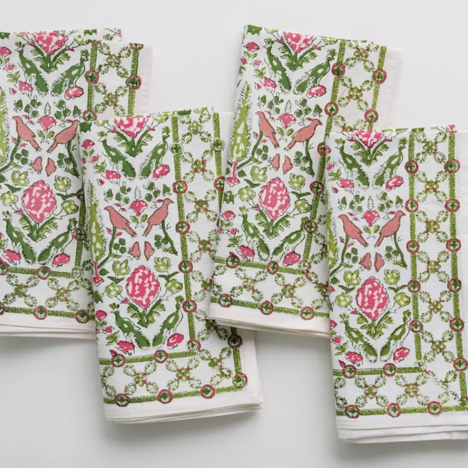 Pomegranate Inc Dove & Cypress Pink & Green Napkin | Set of 4^ Napkins