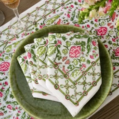 Pomegranate Inc Dove & Cypress Pink & Green Napkin | Set of 4^ Napkins