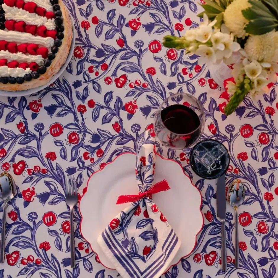 Pomegranate Inc Emma Red & Blue Napkin | Set of 4^ Napkins