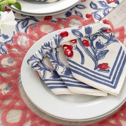 Pomegranate Inc Emma Red & Blue Napkin | Set of 4^ Napkins