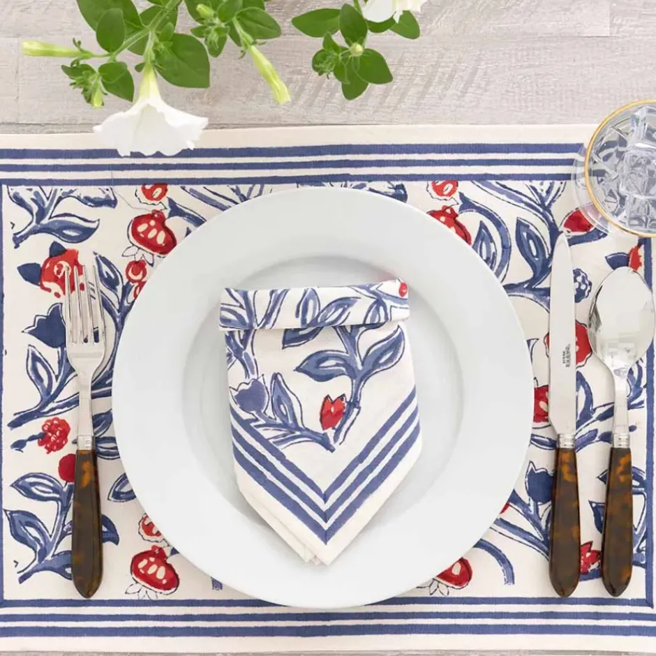 Pomegranate Inc Emma Red & Blue Napkin | Set of 4^ Napkins