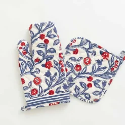 Pomegranate Inc Emma Red & Blue Oven Mitt Set^ Oven Mitts