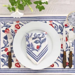 Pomegranate Inc Emma Red & Blue Placemat | Set of 4^ Printed Placemats