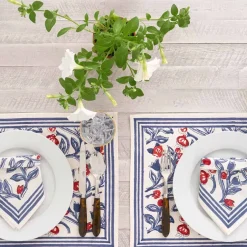 Pomegranate Inc Emma Red & Blue Placemat | Set of 4^ Printed Placemats