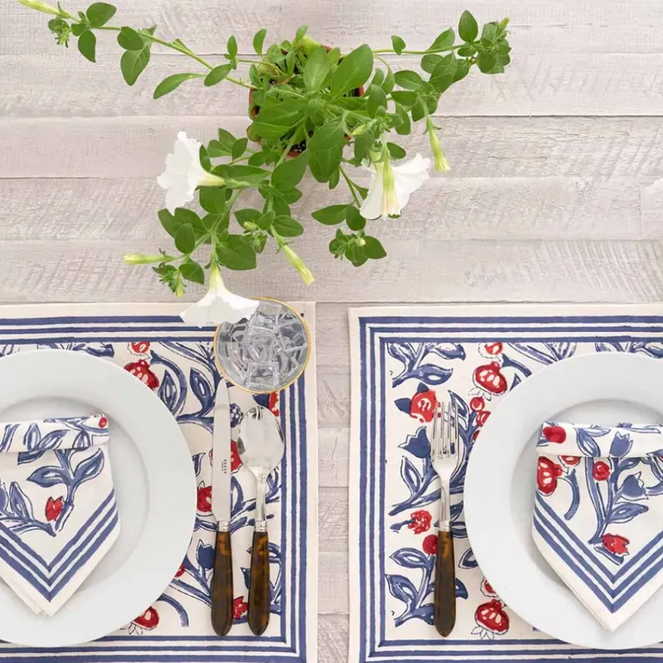 Pomegranate Inc Emma Red & Blue Placemat | Set of 4^ Printed Placemats