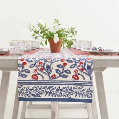 Pomegranate Inc Emma Red & Blue Table Runner^ Table Runners