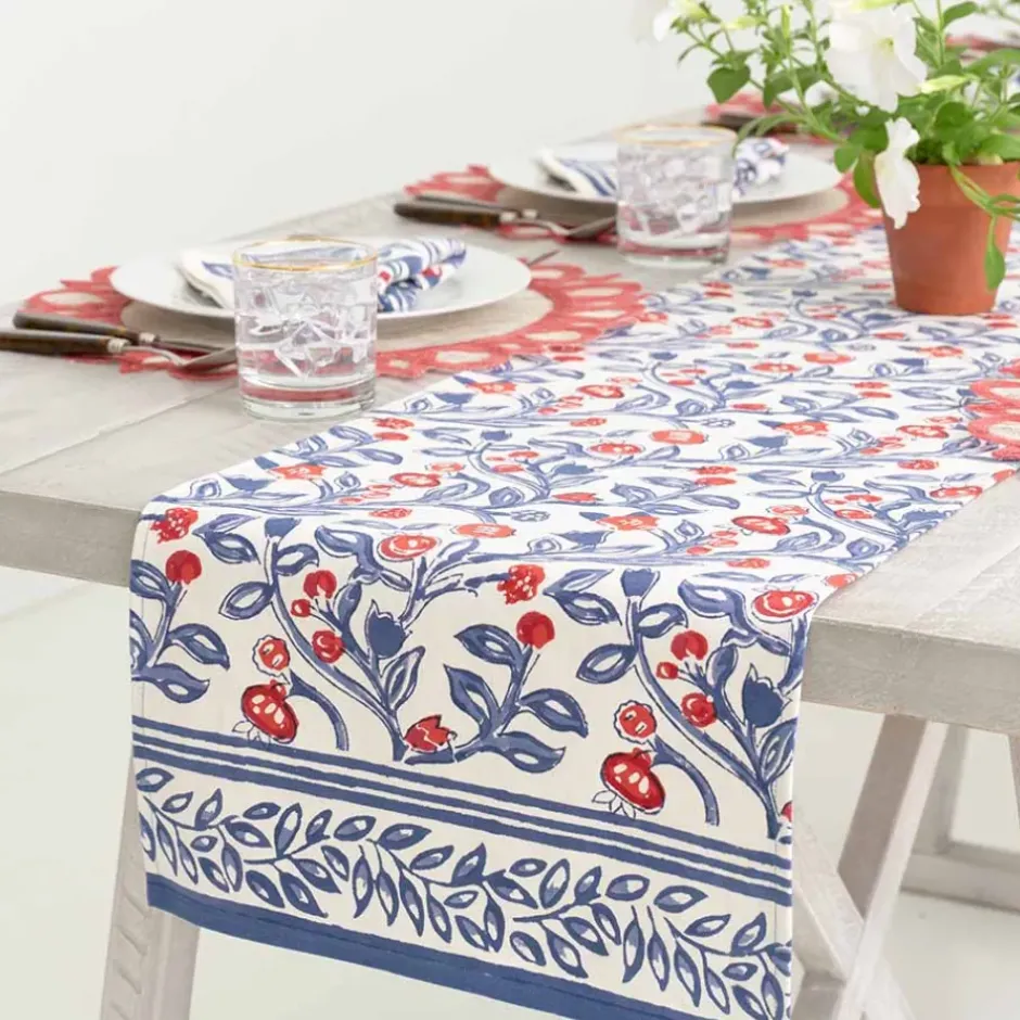 Pomegranate Inc Emma Red & Blue Table Runner^ Table Runners