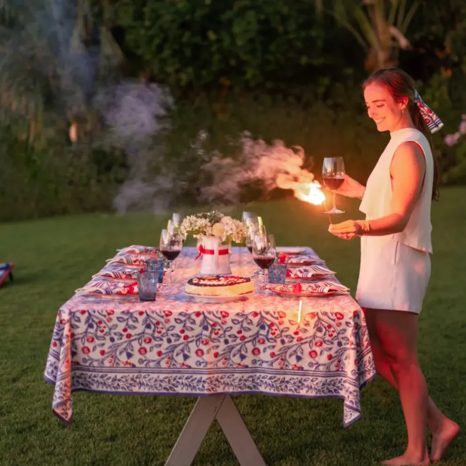Pomegranate Inc Emma Red & Blue Tablecloth^ Tablecloths