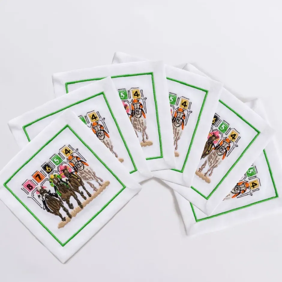 Pomegranate Inc Equestrian Cocktail Napkins | Away They Go | Set / 6^ Cocktail Napkins