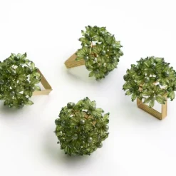 Pomegranate Inc Fern Bouquet Beaded Napkin Ring | Set of 4^ Napkin Rings