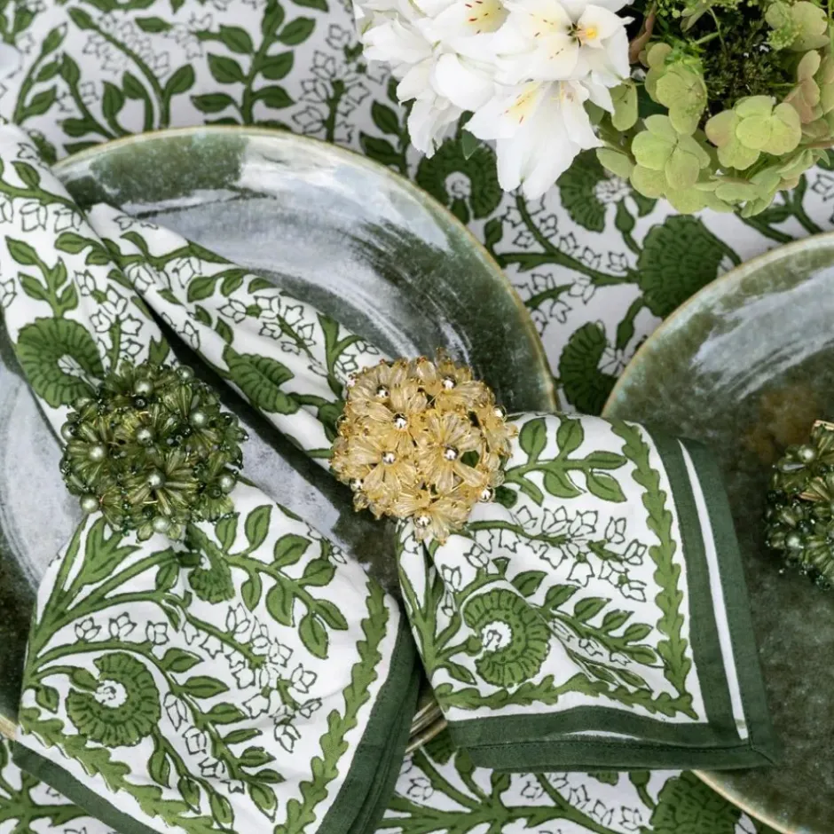 Pomegranate Inc Fern Bouquet Beaded Napkin Ring | Set of 4^ Napkin Rings