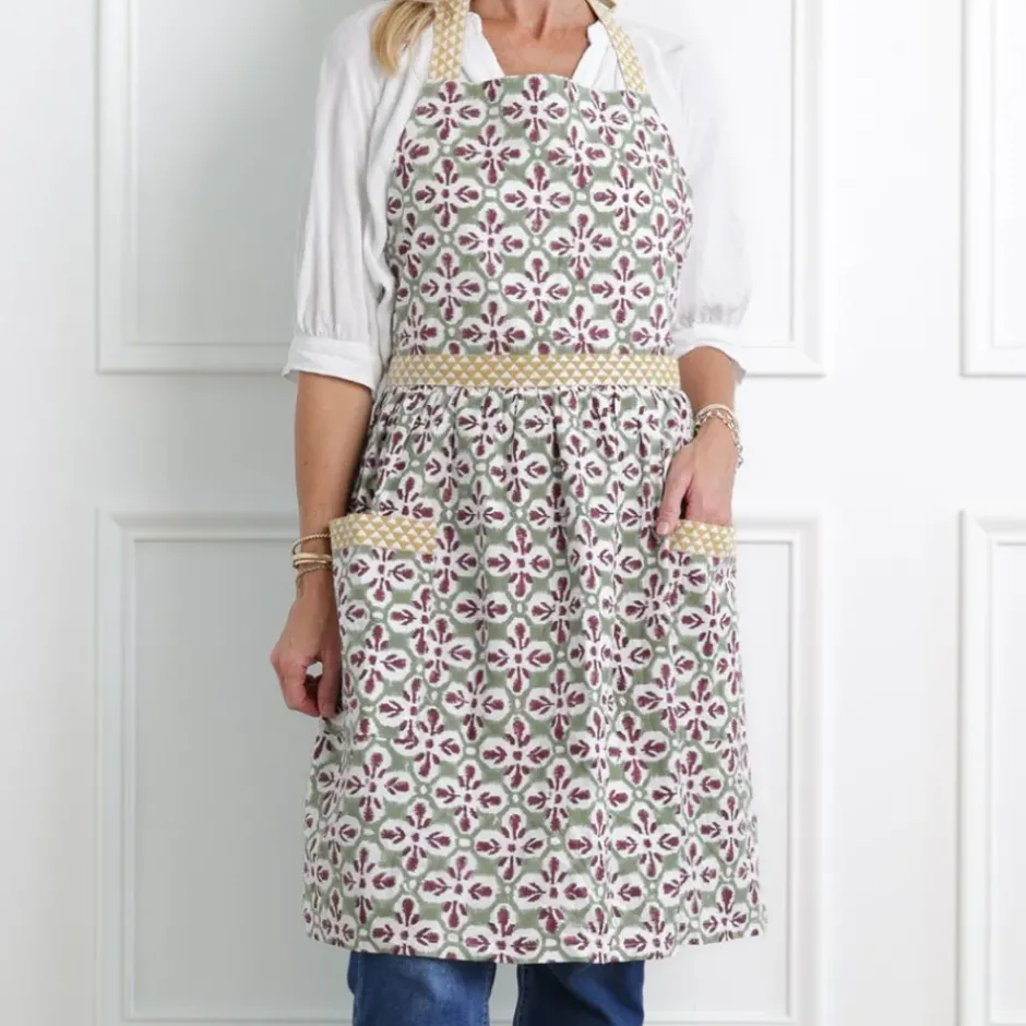 Pomegranate Inc Fleur de Lis Antique Jade Apron^ Aprons
