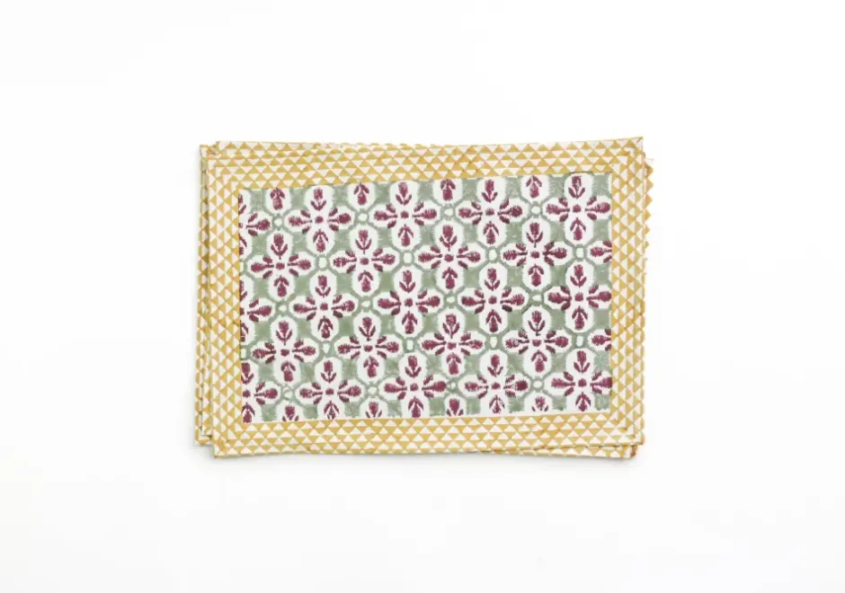 Pomegranate Inc Fleur de Lis Antique Jade Placemat | Set of 4^ Printed Placemats