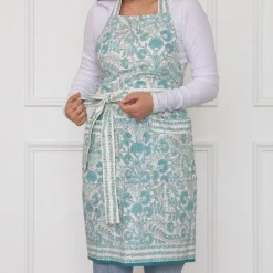 Pomegranate Inc Floral Trellis Aqua Apron^ Aprons