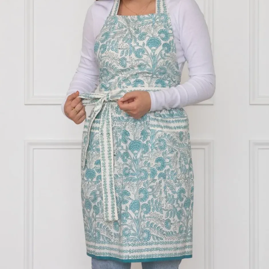 Pomegranate Inc Floral Trellis Aqua Apron^ Aprons
