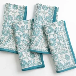 Pomegranate Inc Floral Trellis Aqua Napkin | Set of 4^ Napkins