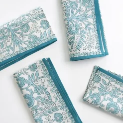 Pomegranate Inc Floral Trellis Aqua Napkin | Set of 4^ Napkins