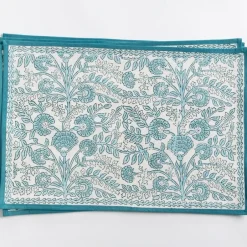 Pomegranate Inc Floral Trellis Aqua Placemat | Set of 4^ Printed Placemats