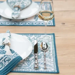 Pomegranate Inc Floral Trellis Aqua Placemat | Set of 4^ Printed Placemats