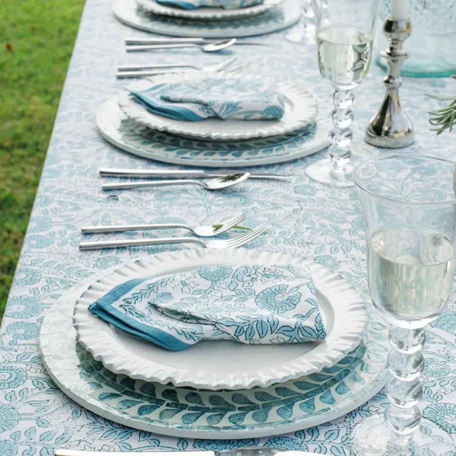 Pomegranate Inc Floral Trellis Aqua Tablecloth^ Tablecloths