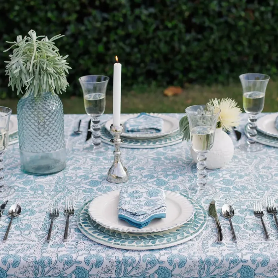 Pomegranate Inc Floral Trellis Aqua Tablecloth^ Tablecloths