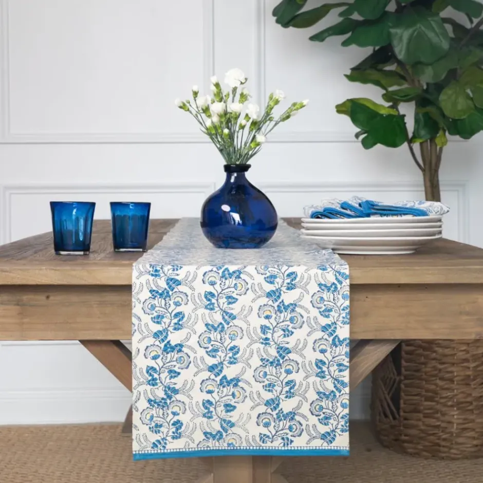Pomegranate Inc Gardenia Vine Azure Table Runner^ Table Runners
