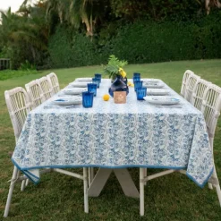 Pomegranate Inc Gardenia Vine Azure Tablecloth^ Tablecloths