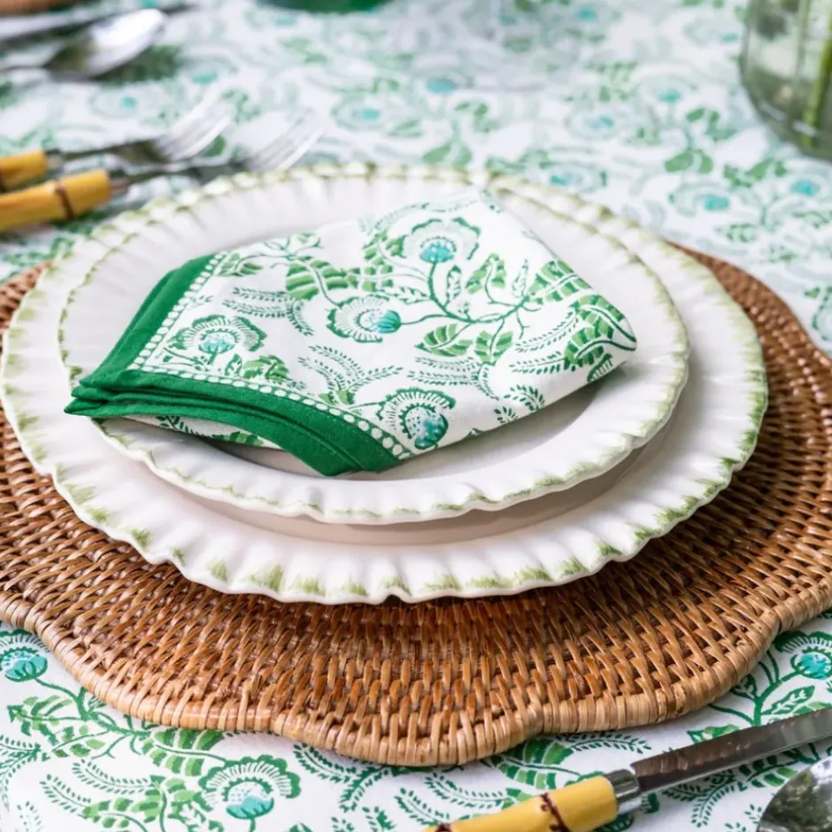 Pomegranate Inc Gardenia Vine Emerald Napkin | Set of 4^ Napkins