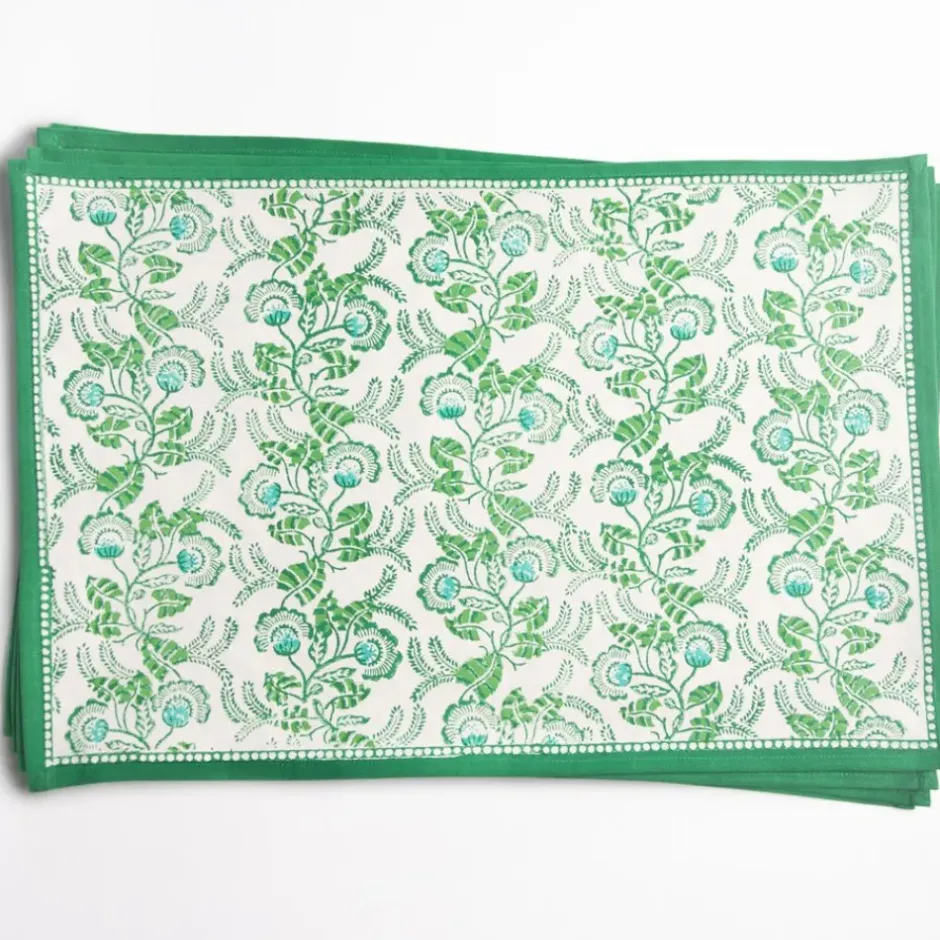 Pomegranate Inc Gardenia Vine Emerald Placemat | Set of 4^ Printed Placemats