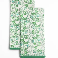 Pomegranate Inc Gardenia Vine Emerald Tea Towels^ Tea Towels