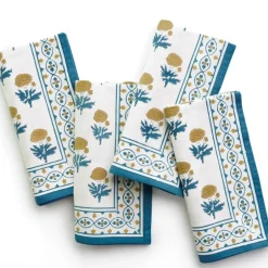 Pomegranate Inc Gaya Teal & Marigold Napkin | Set of 4^ Napkins