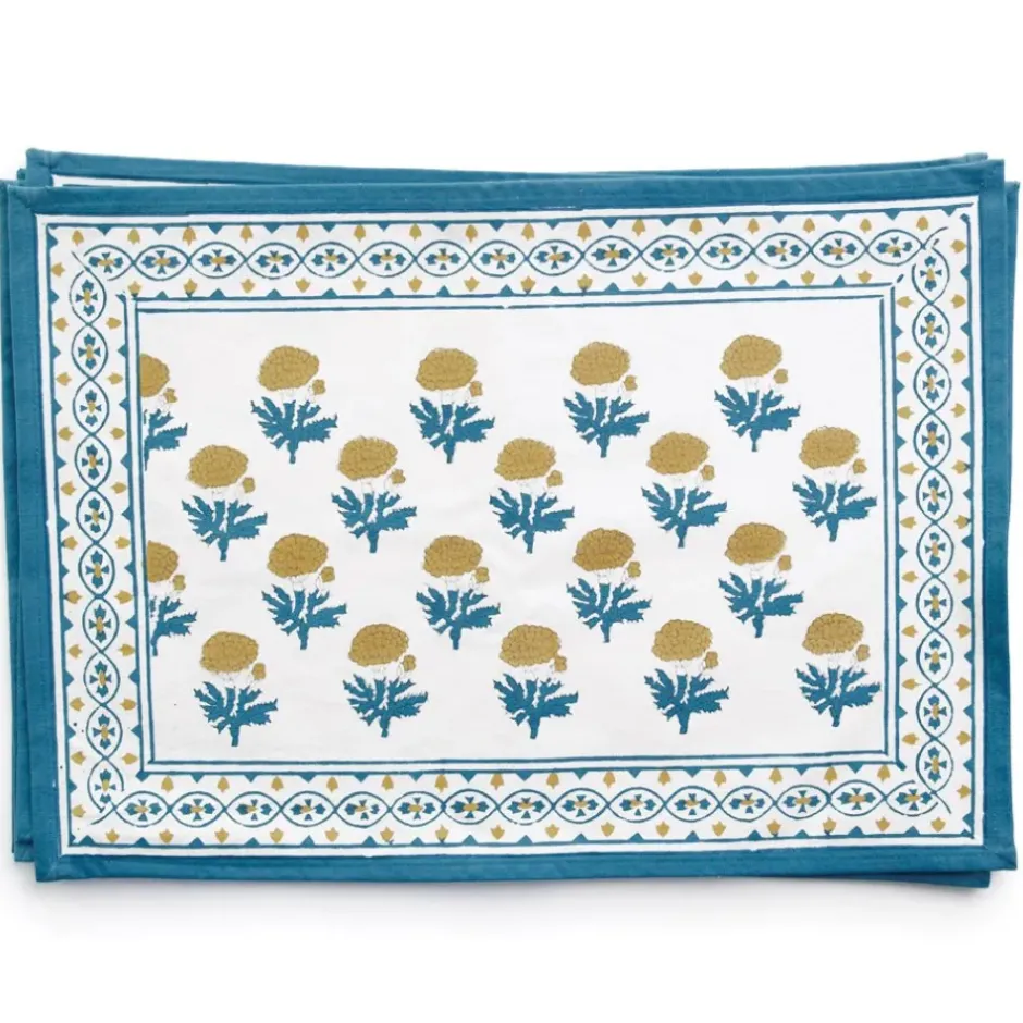 Pomegranate Inc Gaya Teal & Marigold Placemat | Set of 4^ Printed Placemats