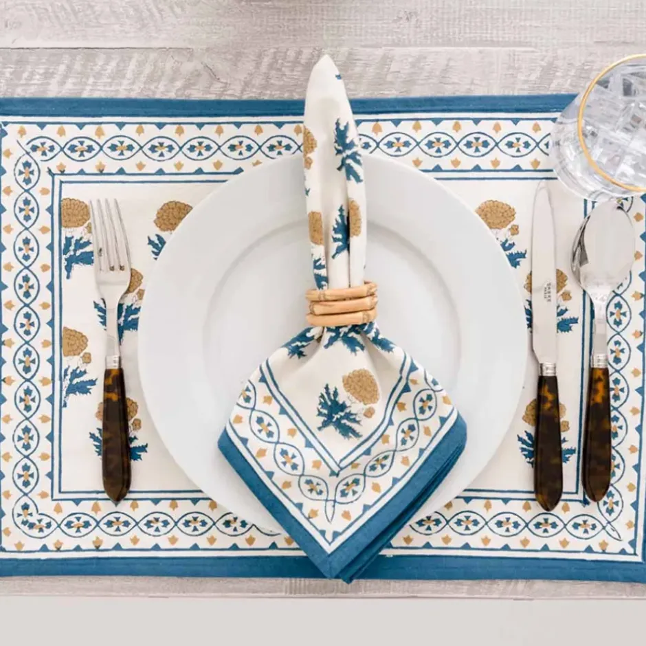 Pomegranate Inc Gaya Teal & Marigold Placemat | Set of 4^ Printed Placemats