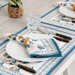 Pomegranate Inc Gaya Teal & Marigold Placemat | Set of 4^ Printed Placemats