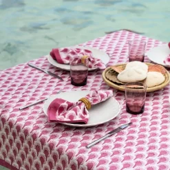 Pomegranate Inc Geo Feather Fuchsia Napkin | Set of 4^ Napkins