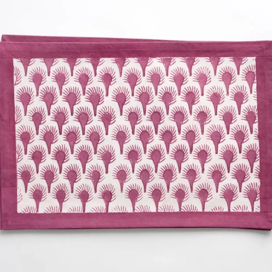 Pomegranate Inc Geo Feather Fuchsia Placemats | Set of 4^ Printed Placemats