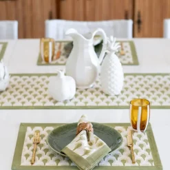 Pomegranate Inc Geo Feather Moss Placemats | Set of 4^ Printed Placemats