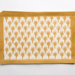 Pomegranate Inc Geo Feather Ochre Placemats | Set of 4^ Printed Placemats