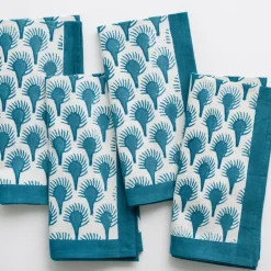 Pomegranate Inc Geo Feather Teal Napkin | Set of 4^ Napkins