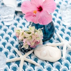Pomegranate Inc Geo Feather Teal Tablecloth^ Tablecloths