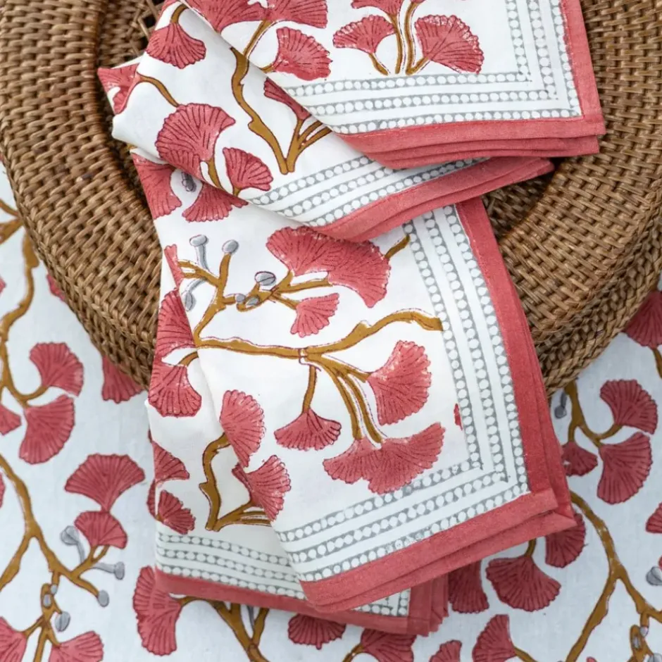 Pomegranate Inc Ginkgo Coral Napkin | Set of 4^ Napkins