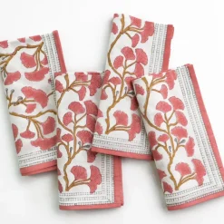 Pomegranate Inc Ginkgo Coral Napkin | Set of 4^ Napkins