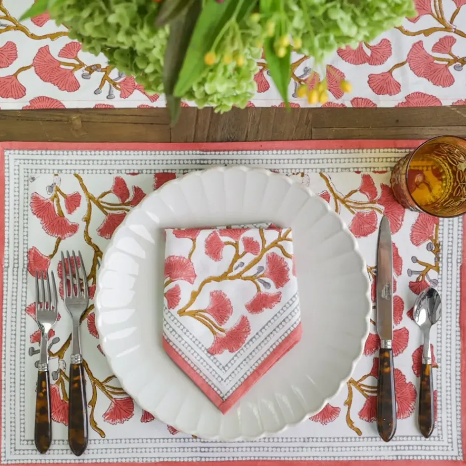 Pomegranate Inc Ginkgo Coral Placemat | Set of 4^ Printed Placemats
